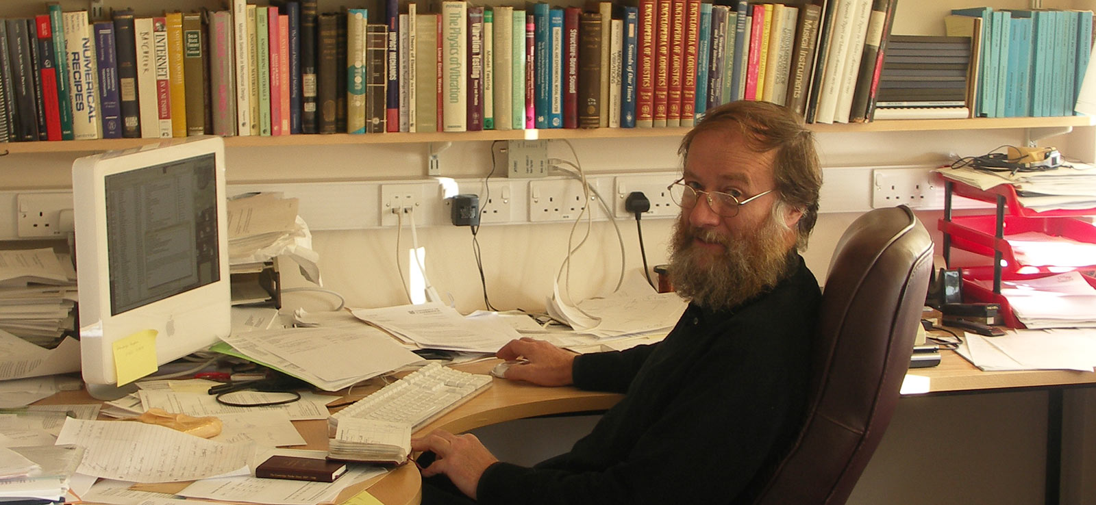 Professor Jim Woodhouse in his office at Cambridge University.